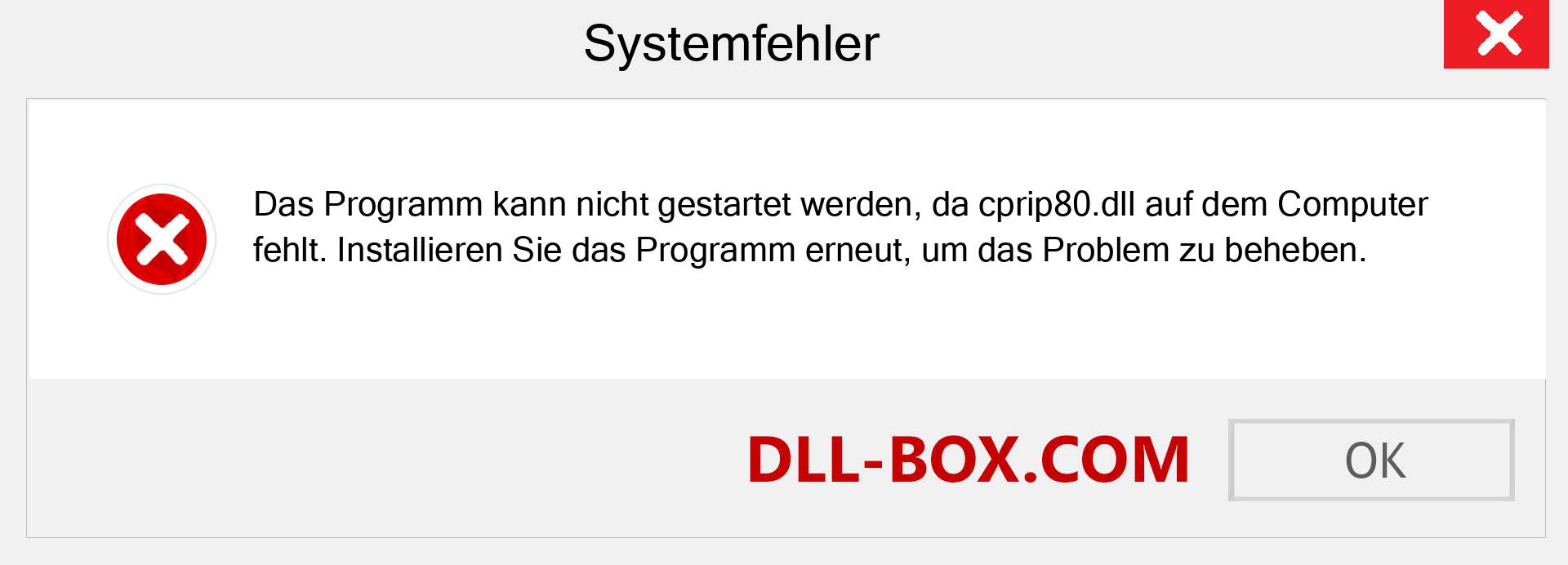 cprip80.dll-Datei fehlt?. Download für Windows 7, 8, 10 - Fix cprip80 dll Missing Error unter Windows, Fotos, Bildern